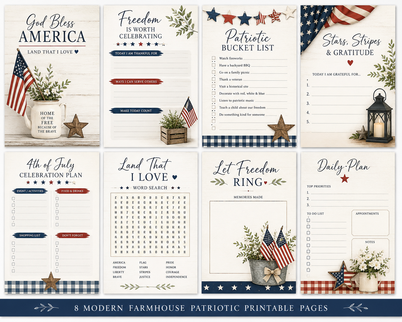 Modern Farmhouse Patriotic Printable Bundle